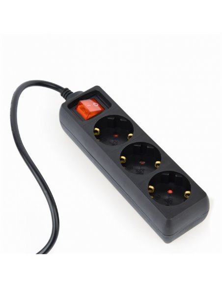 Prelungitor Gembird Schuko x 3, Conectare prin IEC C13T, Cablu 0.6 m- 10 A, Protectie copii, Negru Prelungitor Gembird Schuko x 3, Conectare prin IEC C13T, Cablu 0.6 m- 10 A, Protectie copii, Negru