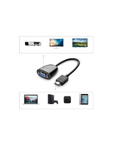 Adaptor video Ugreen, "MM105" HDMI (T) la 1 x VGA (M) 1920x1080 la 60Hz fara sunet, lungime 0.15m, Negru 2