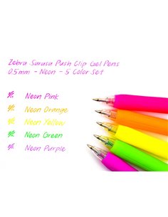 Pix cu gel Zebra  Neon, 5 culori/set  2