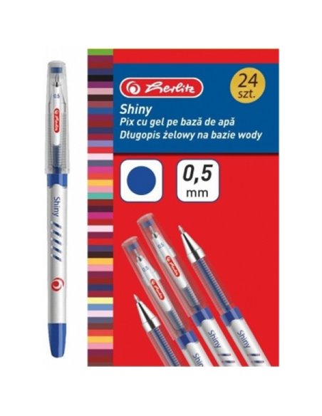 9480600,Pix Cu Gel Herlitz Shiny 0.5MM, Albastru, 24 BUC./SET