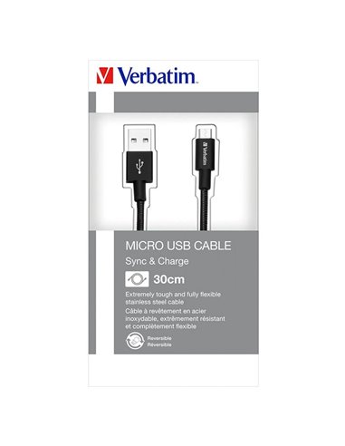 Cablu Alimentare si date VERBATIM, USB 2.0 LA Micro-USB 2.0, 30CM, Negru