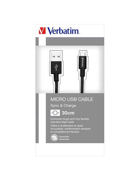 Cablu Alimentare si date VERBATIM, USB 2.0 LA Micro-USB 2.0, 30CM, Negru