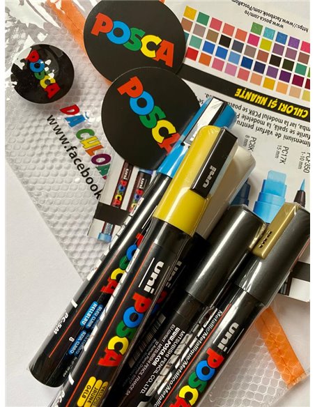 Set 5 markere UNI POSCA PC-5M, 2.5mm + Ochelari 3D