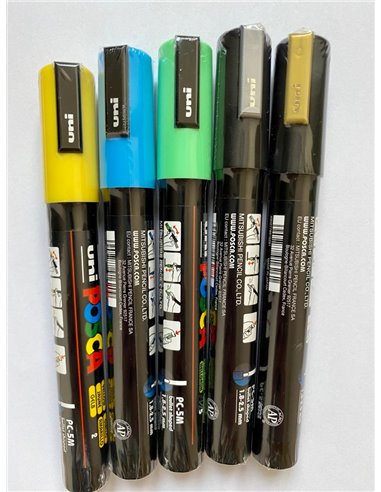 Set 5 markere UNI POSCA PC-5M, 2.5mm + Stickere 