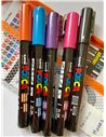 Set 5 markere UNI POSCA PC-3M, 0.9-1.3mm + Stickere