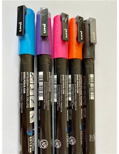 Set 5 markere UNI POSCA PC-3M, 0.9-1.3mm +  Stickere