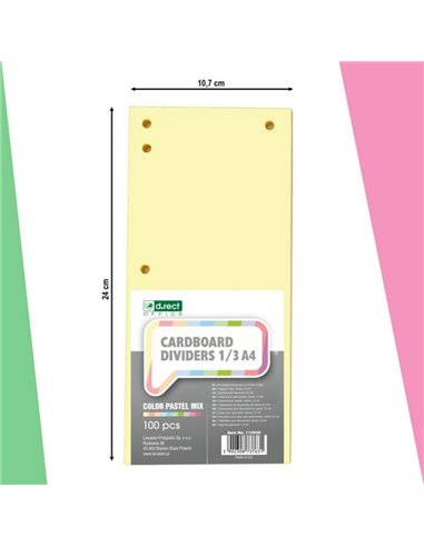 Separatoare biblioraft carton D.RECT OFFICE 100BUC/SET - 4 CULORI/SET
