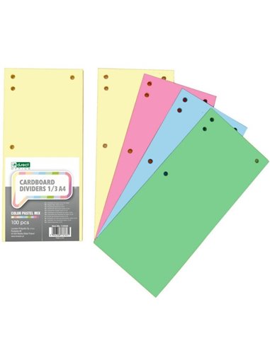 Separatoare biblioraft carton D.RECT OFFICE 100BUC/SET - 4 CULORI/SET