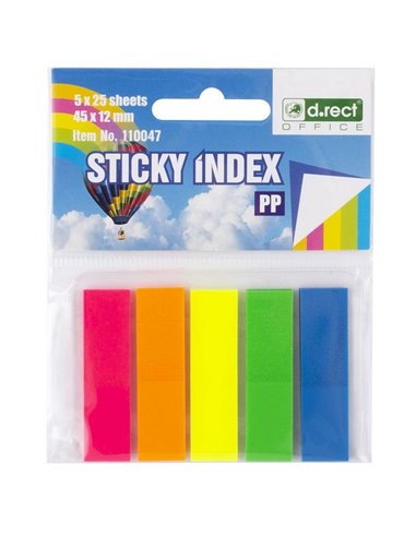 Index Plastic D.RECT OFFICE, 45X12MM 5 Culori/Set