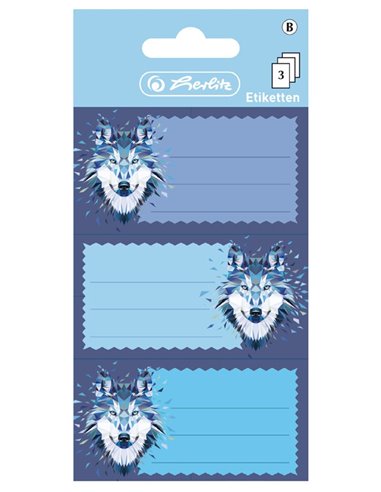 50028214,Etichete scolare HERLITZ 3X3 COLI/SET - Wild Animals Wolf