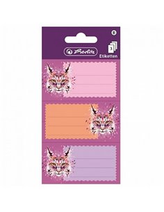 Etichete scolare Herlitz 50028221, 3 x 3 coli, Motiv wild animals lynx 2