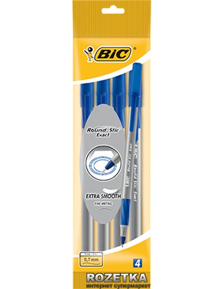Pix BIC Round Stic Exact 4 BUC./Blister - Albastru