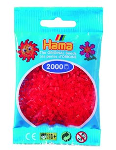 2000 margele Hama MINI in pungulita - rosu transparent