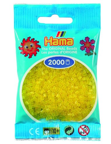 2000 margele Hama MINI in pungulita - galben transparent