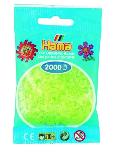 2000 margele Hama MINI in pungulita - galben neon
