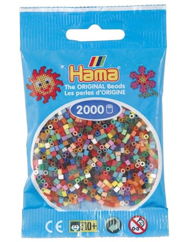 2000 margele Hama MINI in pungulita - culori uzuale