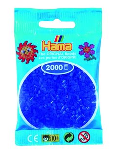 2000 margele Hama MINI in pungulita - albastru neon