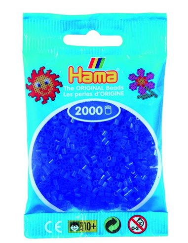 2000 margele Hama MINI in pungulita - albastru neon
