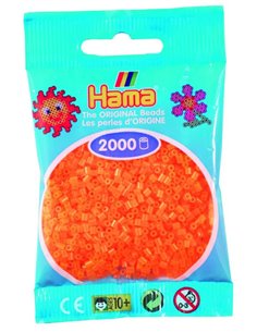 2000 margele Hama MINI in pungulita - portocaliu neon