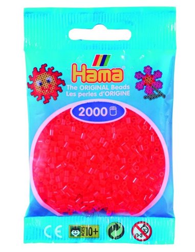 2000 margele Hama MINI in pungulita - rosu neon