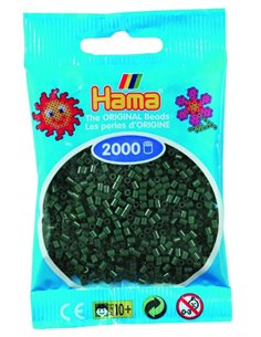 2000 margele Hama MINI in pungulita - verde inchis