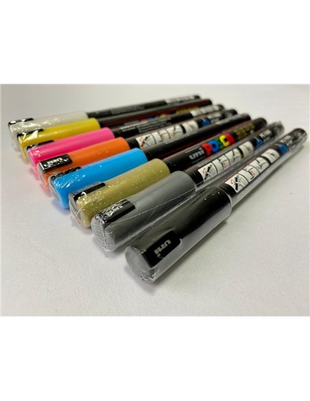 Set 8 markere UNI POSCA PC-1MR, varf metalic 0.7mm