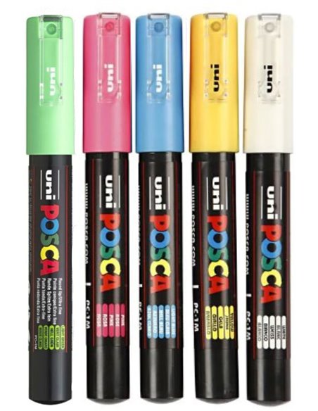 Set 5 markere UNI POSCA PC-1M 0.7-1 mm
