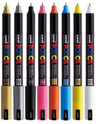 Set 8 markere UNI POSCA PC-1MR, varf metalic 0.7mm