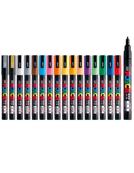 SET 3 - 5 Markere UNI POSCA PC-3M, 0.9-1.3mm