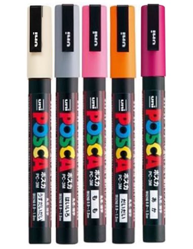 SET 3 - 5 Markere UNI POSCA PC-3M, 0.9-1.3mm