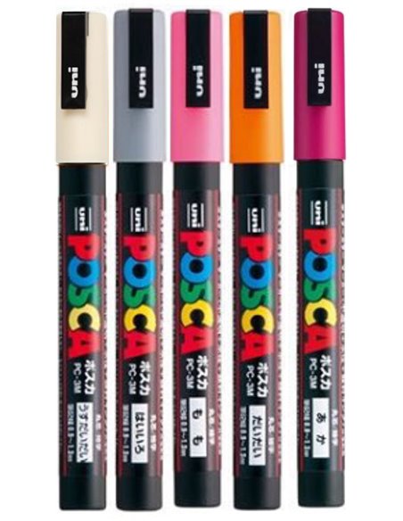 SET 3 - 5 Markere UNI POSCA PC-3M, 0.9-1.3mm