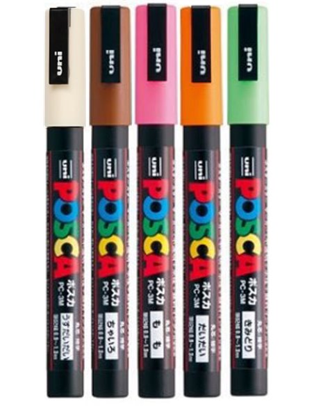 SET 2 - 5 Markere UNI POSCA PC-3M, 0.9-1.3mm