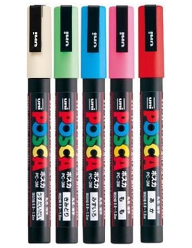 SET 1 - 5 Markere UNI POSCA PC-3M, 0.9-1.3mm