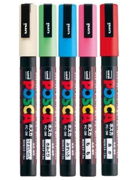 SET 1 - 5 Markere UNI POSCA PC-3M, 0.9-1.3mm