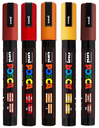 SET 3 - 5 Markere UNI POSCA PC-5M, 1.8-2.5mm