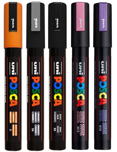 SET 4 - 5 Markere UNI POSCA PC-5M, 1.8-2.5mm