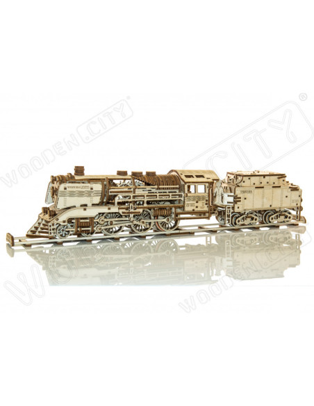 Expres cu vagon pe sine - puzzle mecanic 3D, Wooden.City,WR323