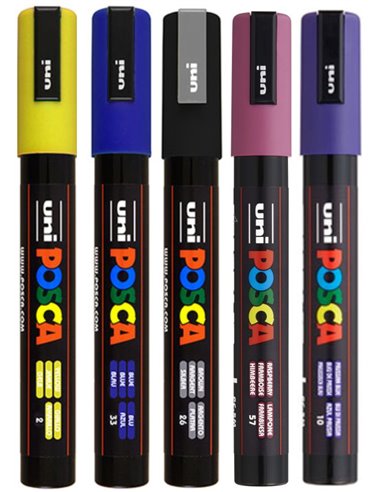 Set 5 markere UNI POSCA PC-5M, 1.8-2.5 mm, POS12-PC5M