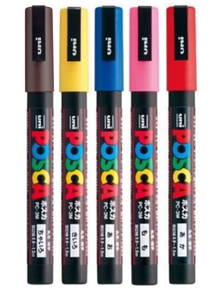 Set 5 Markere UNI POSCA PC-3M, 0.9-1.3 mm, POS14-PC3M