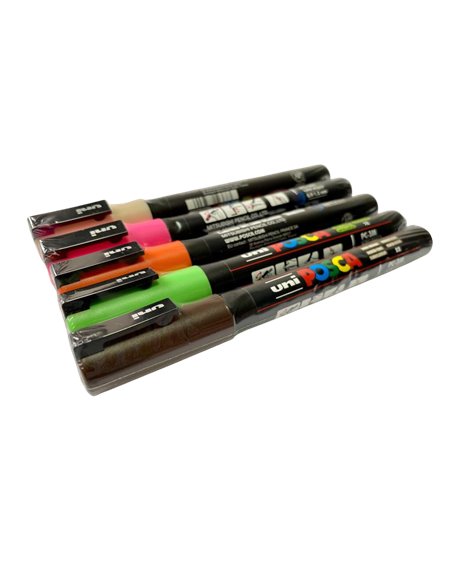 Set 5 Markere UNI POSCA PC-3M, 0.9-1.3 mm, POS06-PC3M