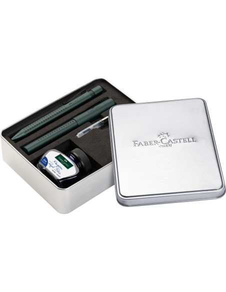 FC201532,Set cadou FABER-CASTELL Stilou + Pix + Cerneala + Convertor Grip 2011, Verde inchis