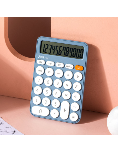 CALCULATOR BIROU 12DIG PLASTIC FASHION EM124 BLEU