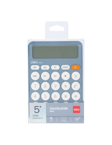 CALCULATOR BIROU 12DIG PLASTIC FASHION EM124 BLEU