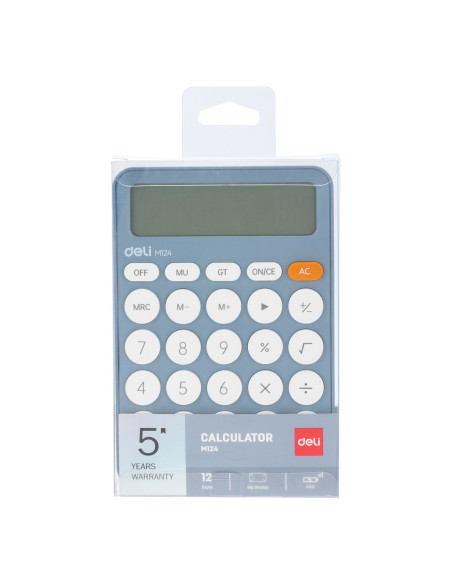 CALCULATOR BIROU 12DIG PLASTIC FASHION EM124 BLEU