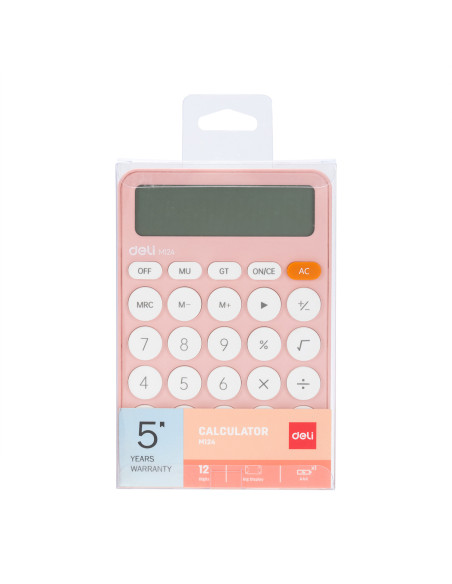 CALCULATOR BIROU 12DIG PLASTIC FASHION EM124 ROZ