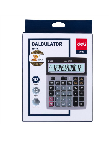 CALCULATOR BIROU 12DIG METAL 1654C DELI,DLE1654C+++