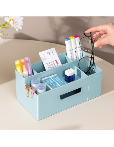SUPORT BIROU 7 COMPARTIMENTE + SERTAR BLEU DELI,DL8913B