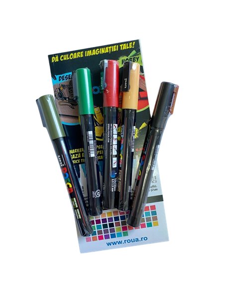 Set 5 Markere UNI POSCA PC-3M, 0.9-1.3 mm, POS16-PC3M