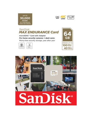 Card MicroSD 64GB, seria MAX Endurance - SanDisk