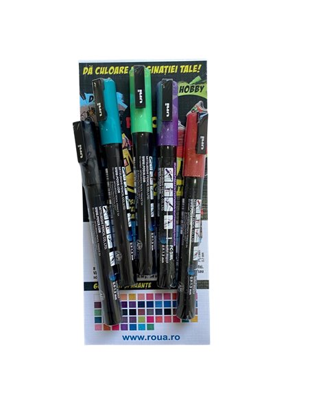 Set 5 Markere UNI POSCA PC-3M, 0.9-1.3 mm, POS18-PC3M